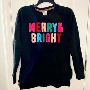 Royce Brand Merry & Bright Chenille Multi Color Appliqued Black Fleece Small